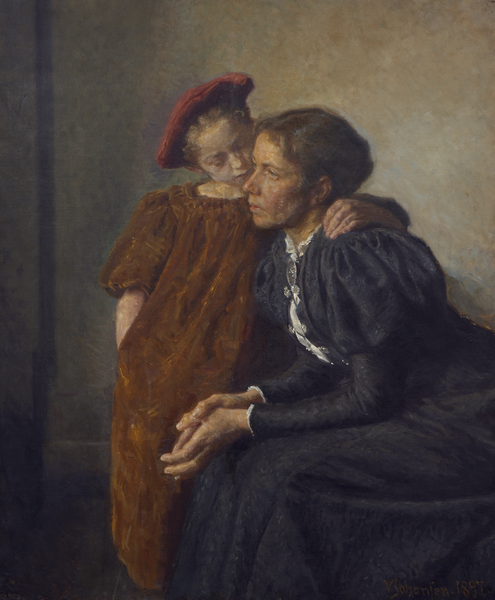 维戈·约翰森（Viggo Johansen）-娜娜和她的母亲油画