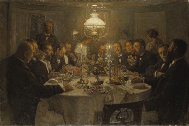 维戈·约翰森（Viggo Johansen）-艺术家的聚会油画