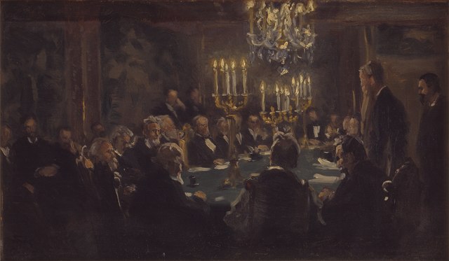 佩德·瑟夫林·柯罗耶(Peder Severin Kroyer)-科学学会会议 油画