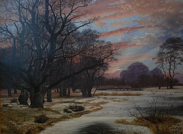 维尔赫姆·凯恩（Vilhelm Kyhn）-冬季景观油画