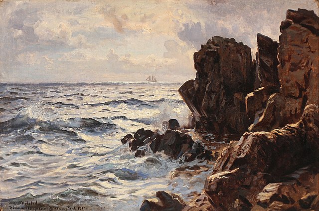 克里斯蒂安·莫尔斯泰（ChristianMolsted）-瑞典库伦的岩石海岸油画