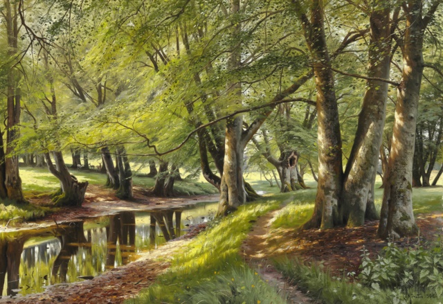 皮德·莫克·蒙斯特（PederMonsted）-森林中的夏日高清油画下载