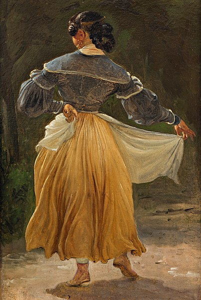 威廉·马斯特兰德（Wilhelm Marstrand）-跳舞的罗马女人油画