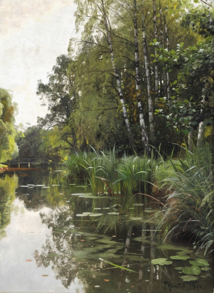 皮德·莫克·蒙斯特（PederMonsted）-在森林小溪中的夏日油画