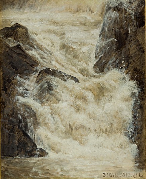 贾努斯·拉库尔（Janus la Cour）-瑞典的瀑布油画