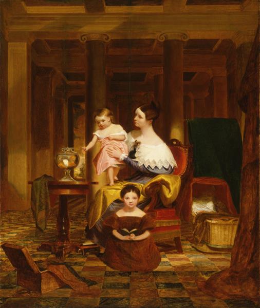 塞缪尔·莫尔斯（Samuel Morse）-金鱼缸（Richard Cary Morse夫人和家人）油画