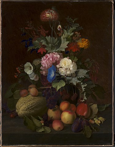 奥特森（OD Ottesen）-静物水果和鲜花油画