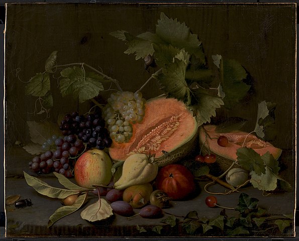 奥特森（OD Ottesen）-静物与瓜和葡萄油画