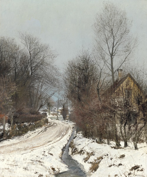 劳瑞兹·安德森·瑞恩(Laurits Andersen Ring)-穿过城镇的道路油画