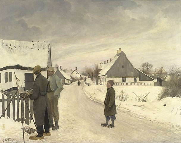 劳瑞兹·安德森·瑞恩(Laurits Andersen Ring)-村里的画家油画