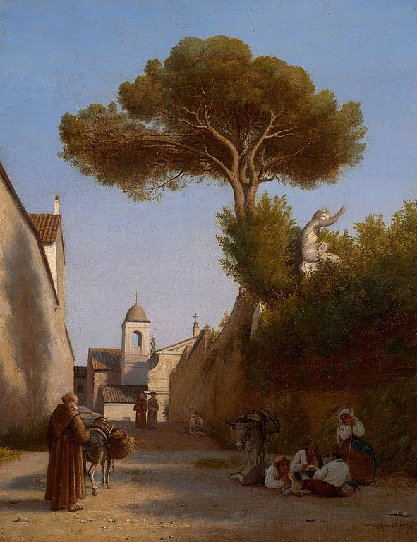约翰·彼得·拉德西格（Johan Peter Raadsig）-罗马维克洛·圣尼古拉·达·托伦蒂诺的景色.油画