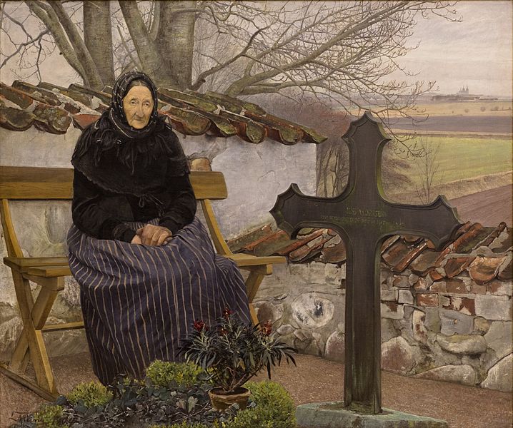劳瑞兹·安德森·瑞恩(Laurits Andersen Ring)-西兰弗隆的教堂墓地油画