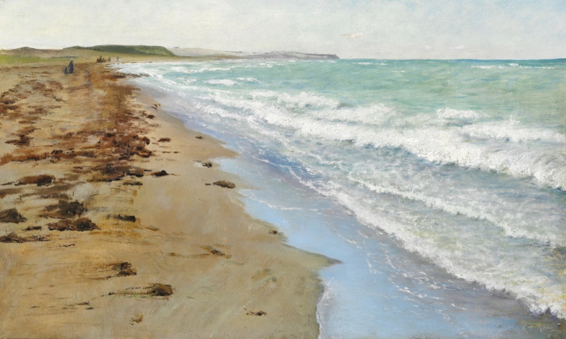 劳瑞兹·安德森·瑞恩(Laurits Andersen Ring)-赫勒贝克海滩的风景油画