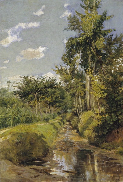 西奥多·菲利普森  （Theodor Philipsen）-高大的树木的运河油画