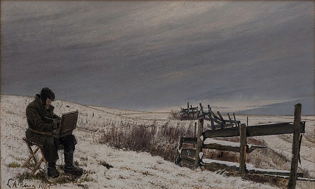 劳瑞兹·安德森·瑞恩(Laurits Andersen Ring)-画家与雪景油画