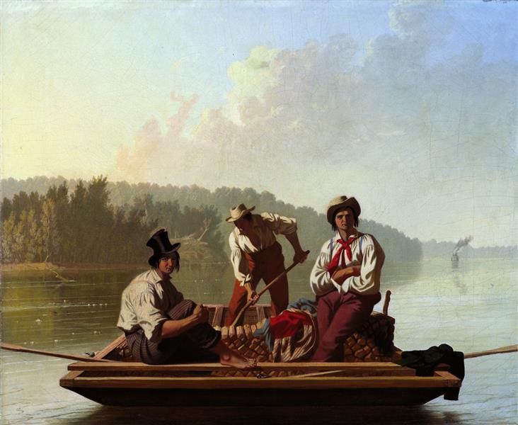 乔治·卡勒布·宾厄姆（ George Caleb Bingham）-密苏里岛上的船夫油画