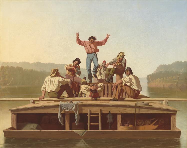 乔治·卡勒布·宾厄姆（ George Caleb Bingham）-快乐的扁舟手油画