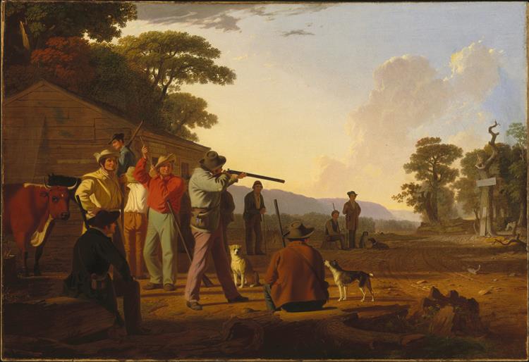 乔治·卡勒布·宾厄姆（ George Caleb Bingham）-向牛肉射击油画
