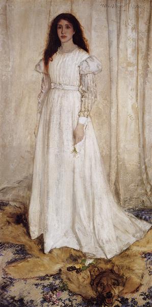 詹姆斯·麦克尼尔·惠斯勒（James McNeill Whistler）-《白色交响曲：乔安娜·希弗南的白人女孩画像》油画
