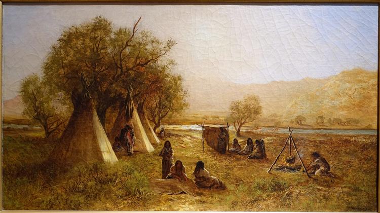 拉尔夫·布莱克洛克（Ralph Blakelock）-夏安营地油画