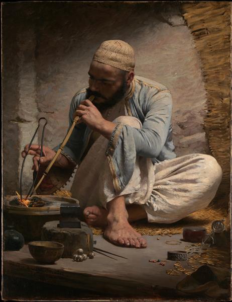 查尔斯·斯普拉格·皮尔斯（Charles Sprague Pearce）-阿拉伯珠宝商油画