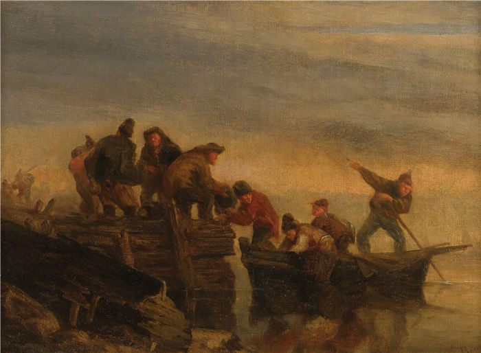 欧仁·布丁（EugèneBoudin）1824-1898年-水边的渔场