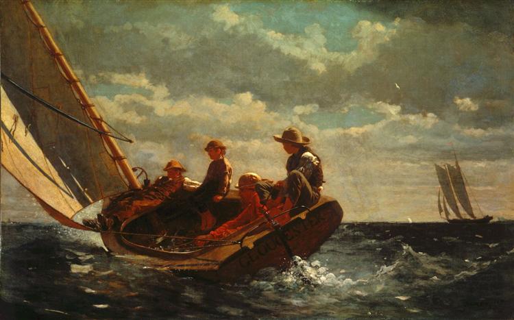 温斯洛·荷马（ Winslow Homer）-微风吹起（微风）油画
