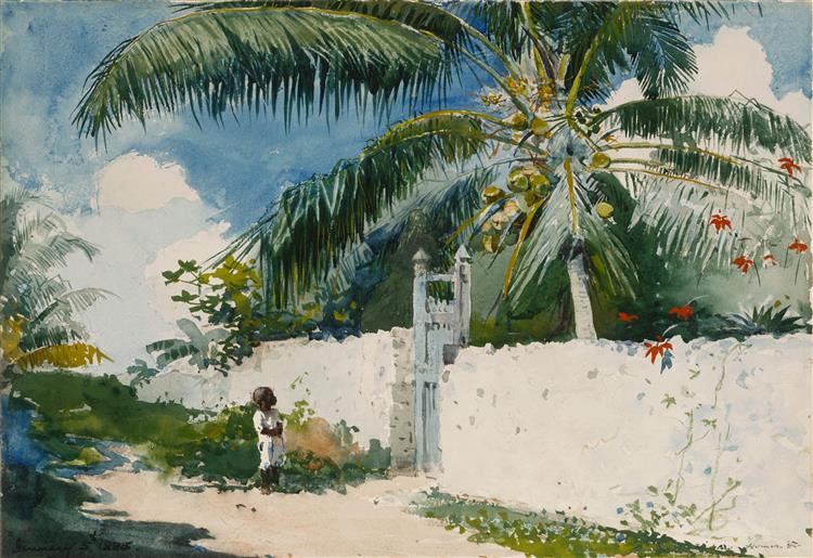 温斯洛·荷马（ Winslow Homer）-花园油画