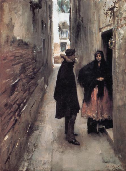 约翰·辛格·萨金特（John Singer Sargent）- 威尼斯的一条街油画