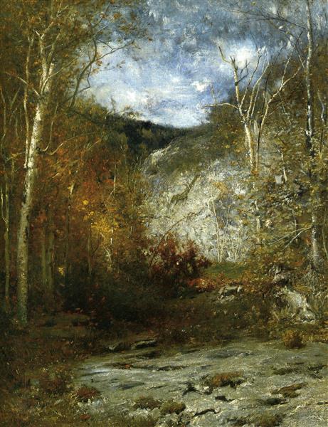 亚历山大·海尔维格·怀恩特（Alexander Helwig Wyant）-阿迪朗达克岩壁和岩石岩壁油画