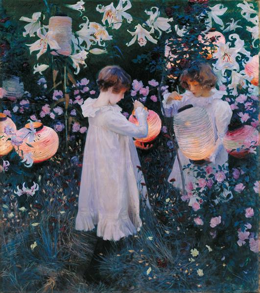 约翰·辛格·萨金特（John Singer Sargent）- 康乃馨，百合，玫瑰油画