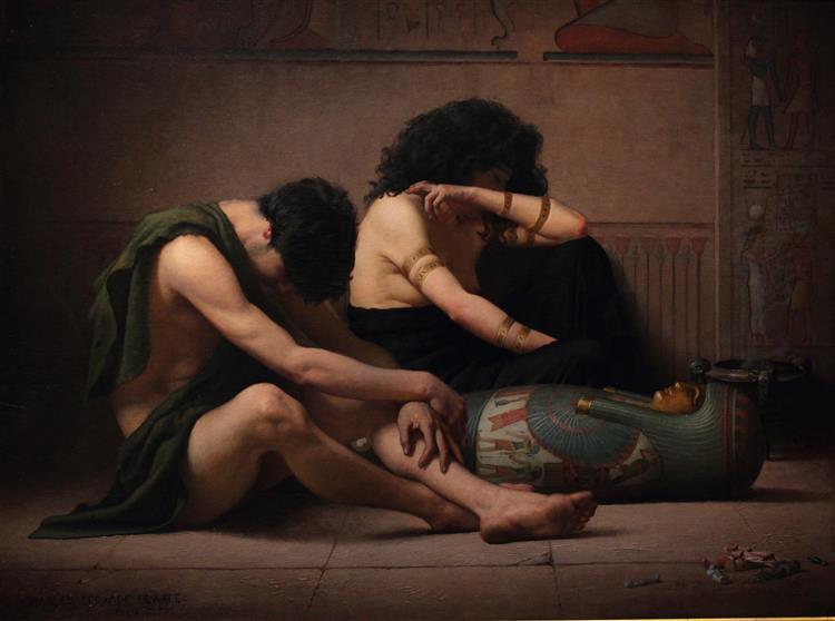 查尔斯·斯普拉格·皮尔斯（Charles Sprague Pearce）-对埃及第一个出生者的死亡的哀悼油画