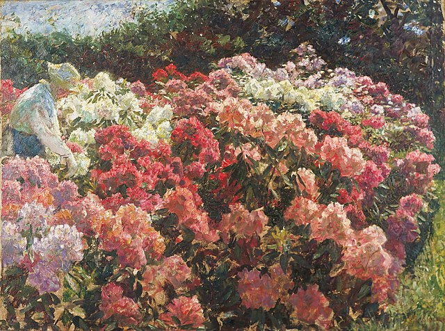 劳里特·图克森  （Laurits Tuxen）-杜鹃花园里的杜鹃花油画