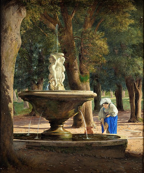 约根·罗德（JorgenRoed）：罗马博尔盖塞别墅花园的景象 油画