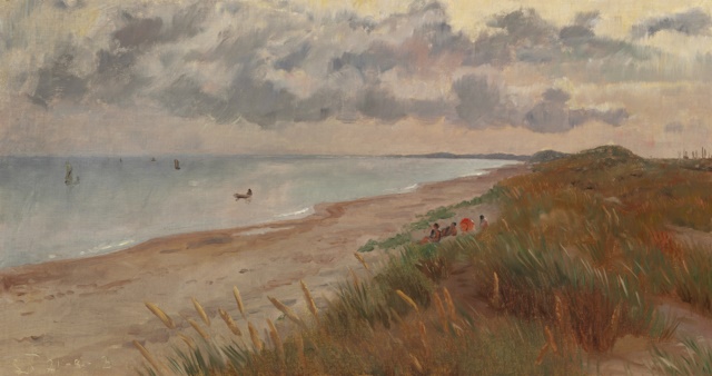 劳里特·图克森  （Laurits Tuxen）-在沙滩上 油画