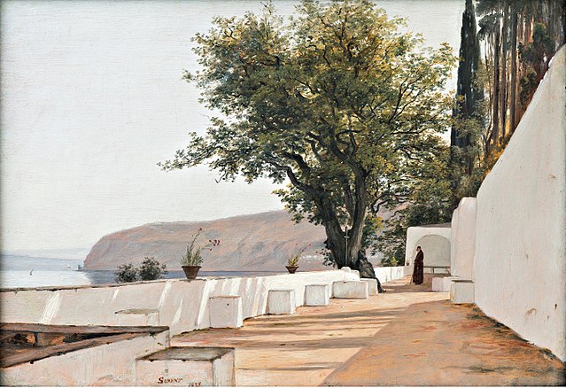 马蒂努斯·罗比（MartinusRorbye）-索伦托附近俯瞰大海的景象油画