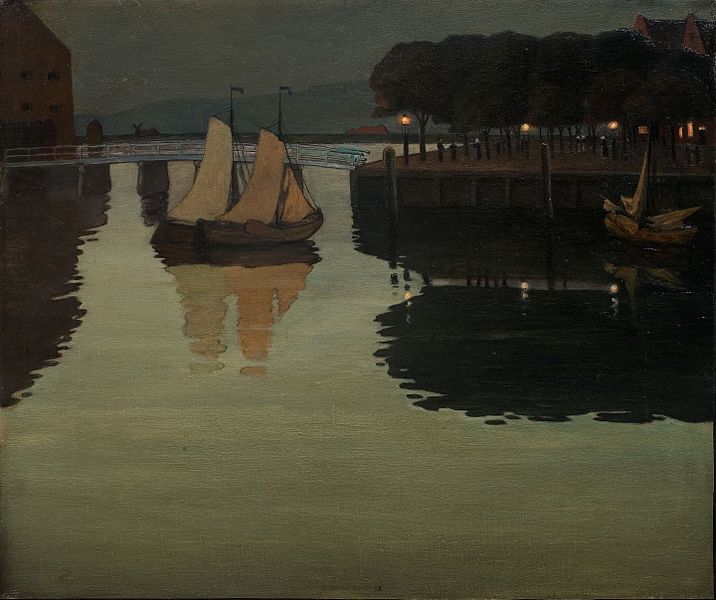 约翰·罗德（Johan Rohde）：霍恩港的宁静夜晚油画