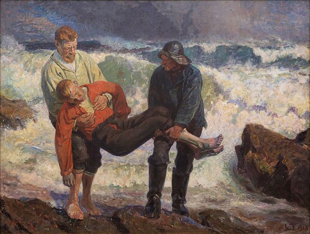 劳里特·图克森  （Laurits Tuxen）-淹死在岸上油画