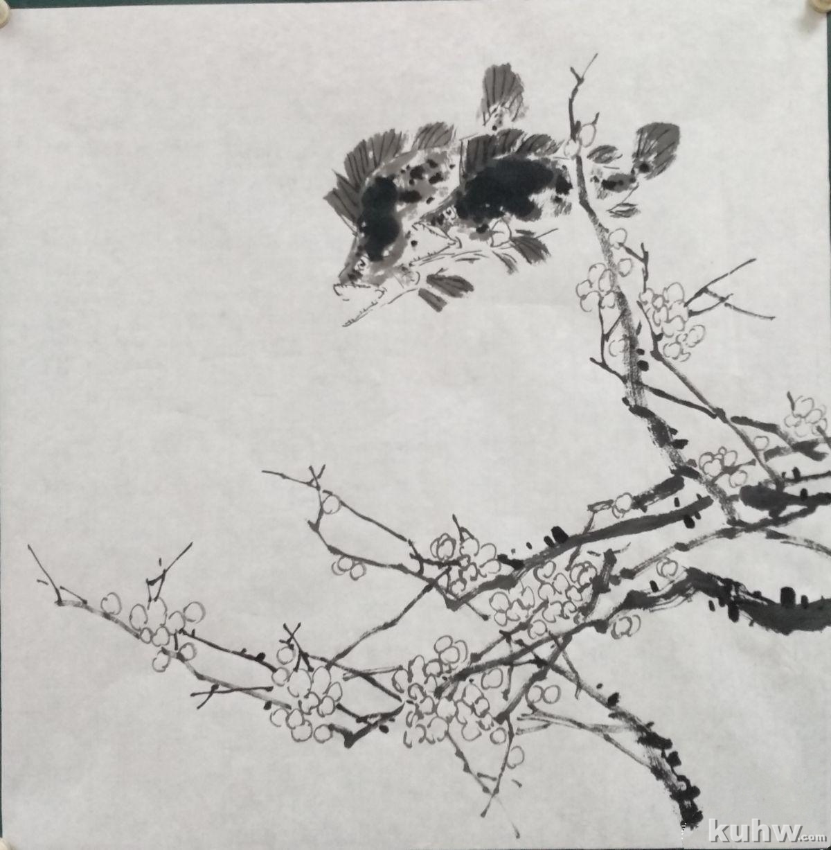 《桃花流水鳜鱼肥》——桃花鳜鱼竹枝画法