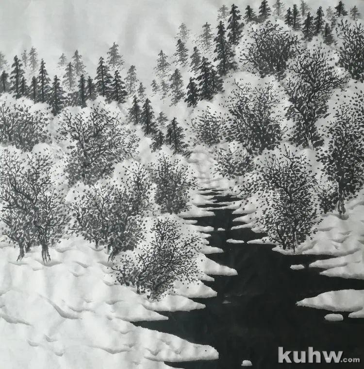 国画教程——写意山水《冰雪小景》