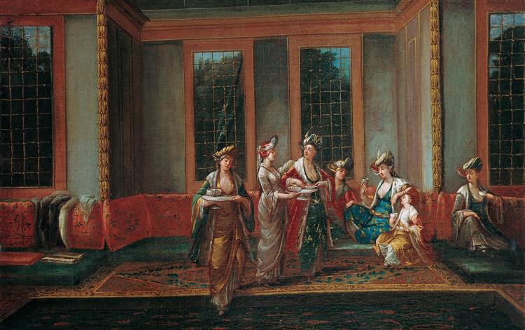 让·巴蒂斯特·范穆尔（Jean Baptiste Vanmour）-喝咖啡的女人油画