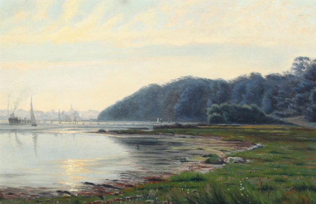 埃米尔·文纳瓦尔德（Emil Wennerwald）-城市景观滨海派对 ，1888年油画