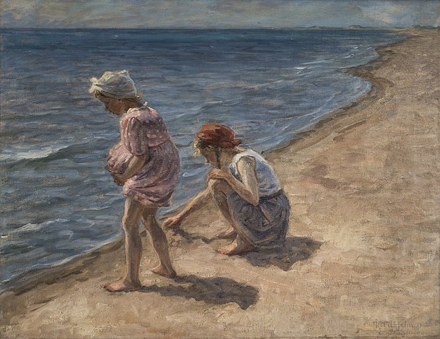 约翰内斯·威廉耶姆（Johannes Wilhjelm）-海边.油画