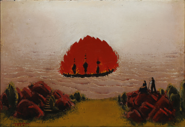 恩斯特·祖腾（Ernst Zeuthen）-大火.油画