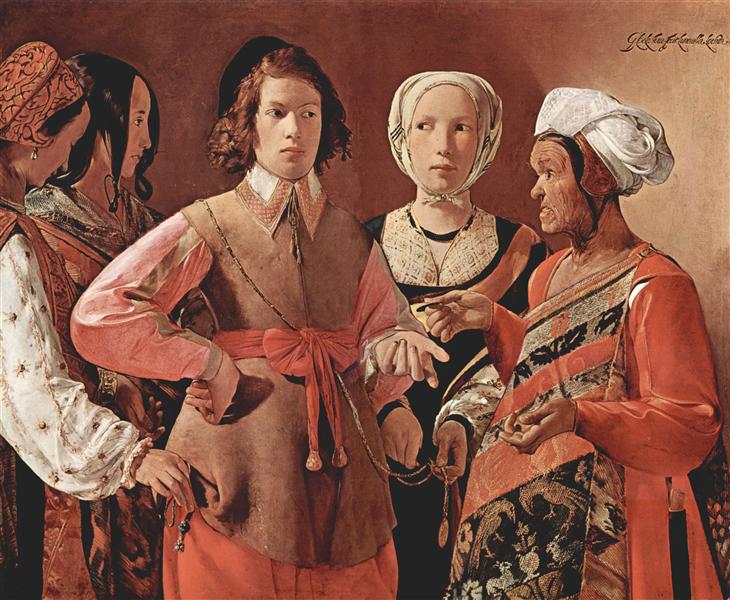 治．德．拉图尔（Georges de la Tour） -算命先生油画