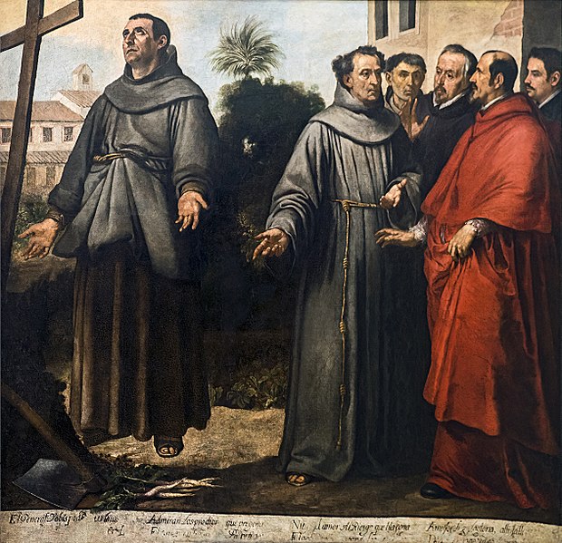 巴斯托洛梅·埃斯特万·穆里略  （BartoloméEsteban Murillo）-十字架前的阿尔卡拉圣迭戈油画
