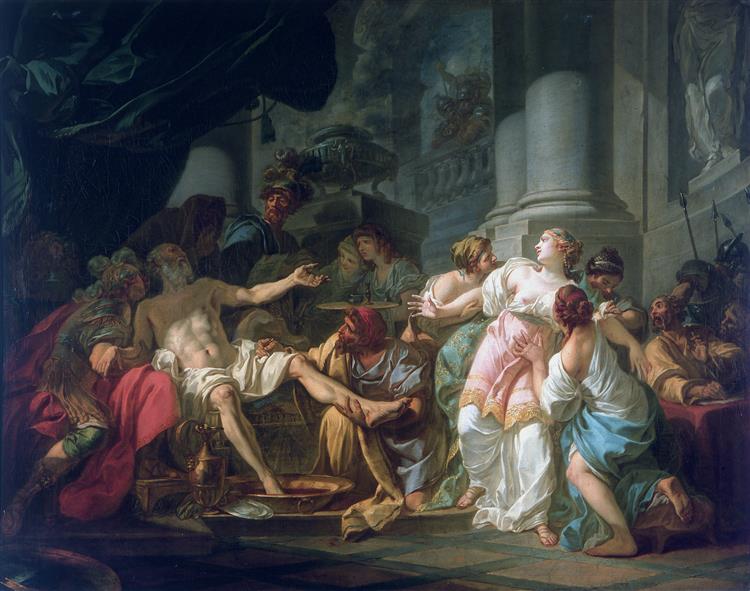 雅克·路易·大卫（ Jacques Louis David）-塞内卡之死.油画