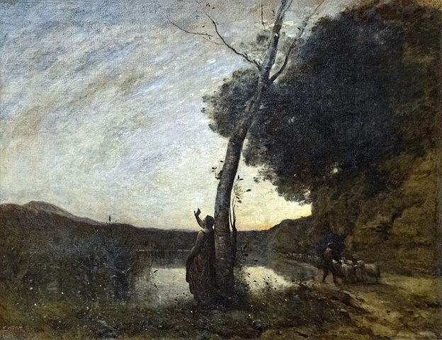 让·巴蒂斯特·卡米尔·柯罗(Jean-Baptiste Camille Corot)-《星夜》油画