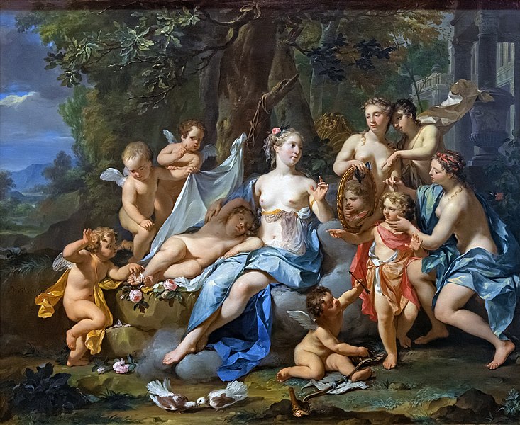 尼古拉斯·维尔科列（Nikolaas Verkolje）-爱在金星附近睡着了油画