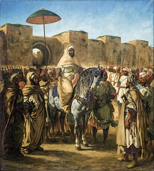 欧仁·德拉克鲁瓦（Eugène Delacroix）：Muley-Abd-Err-Rahmann，苏丹杜马洛克苏丹分拣儿子梅拉内兹油画